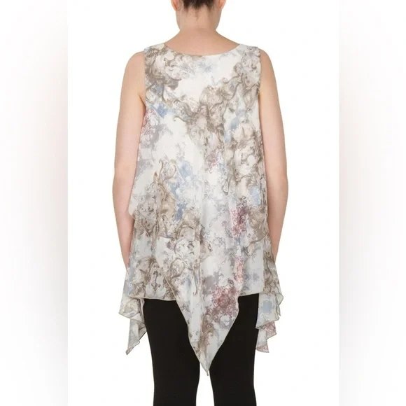 Silk Ruffle Asymmetrical Flowy Blouse Top Women’s size L - Picture 5 of 8